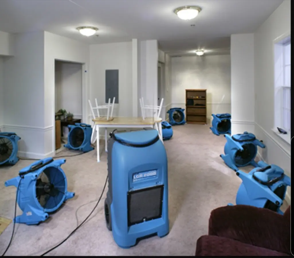 Air movers and dehumidifier setup for Water Extraction & Removal in Menasha