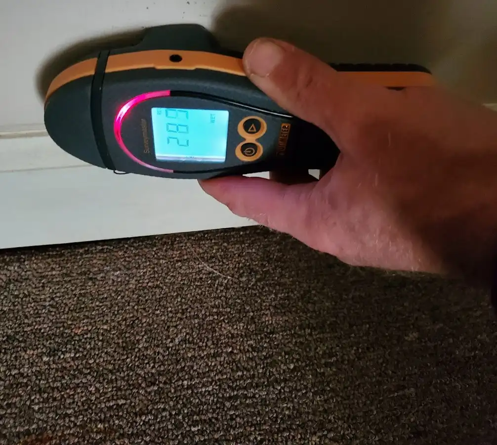 Moisture detection at baseboard during Mold Inspection & Testing in Menasha